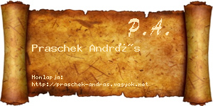 Praschek András névjegykártya